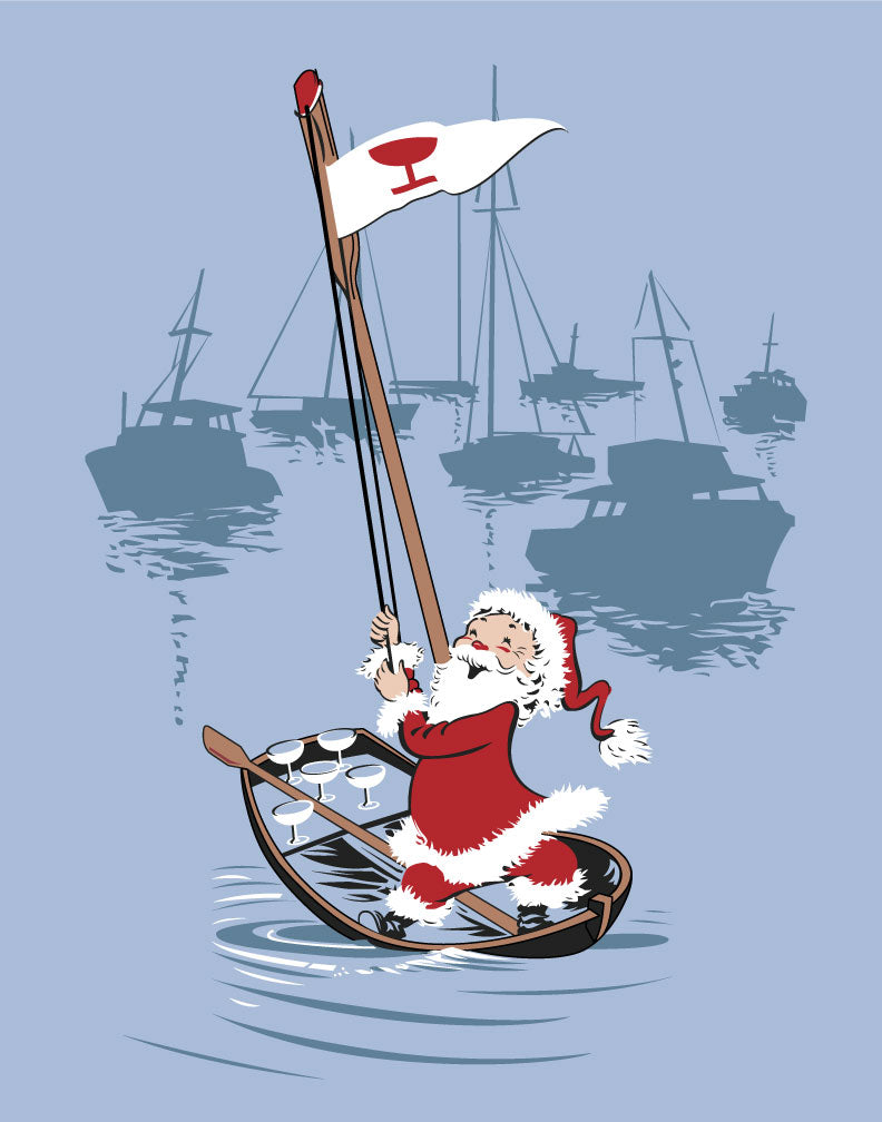 Rowing Santa Delivers Cocktails Magnet
