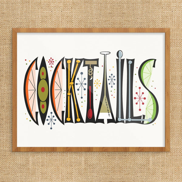 Cocktails Retro 11 x 14 Print