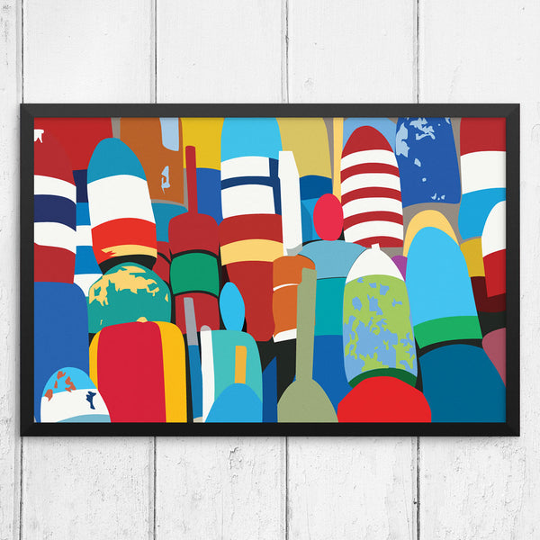 Colorful Lobster Buoys 12 x 18 Print