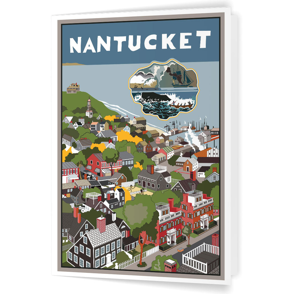 Nantucket Village Vintage Travel Poster  5 x 7 Greeting Card