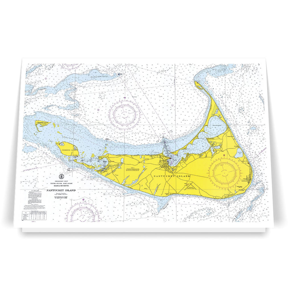 Nantucket Island Nautical Chart 5 x 7 Greeting Card