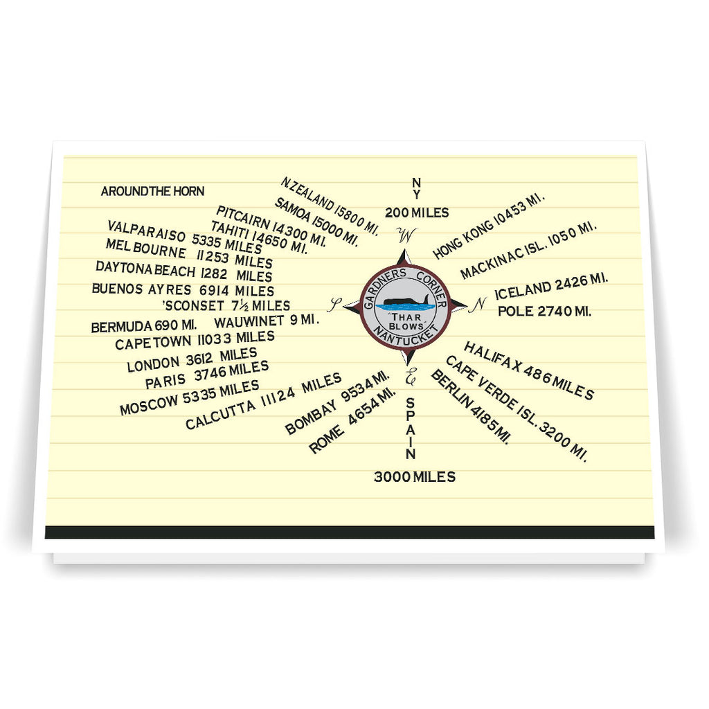 Nantucket Gardiner’s Corner Compass Sign 5 x 7 Greeting Card