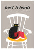 Best Friends Cat & Book 5 x 7 Greeting Card