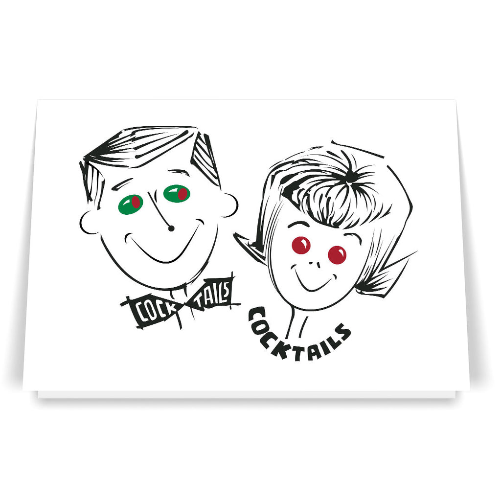 50's Cocktail Couple 5 x 7 Greeting Card