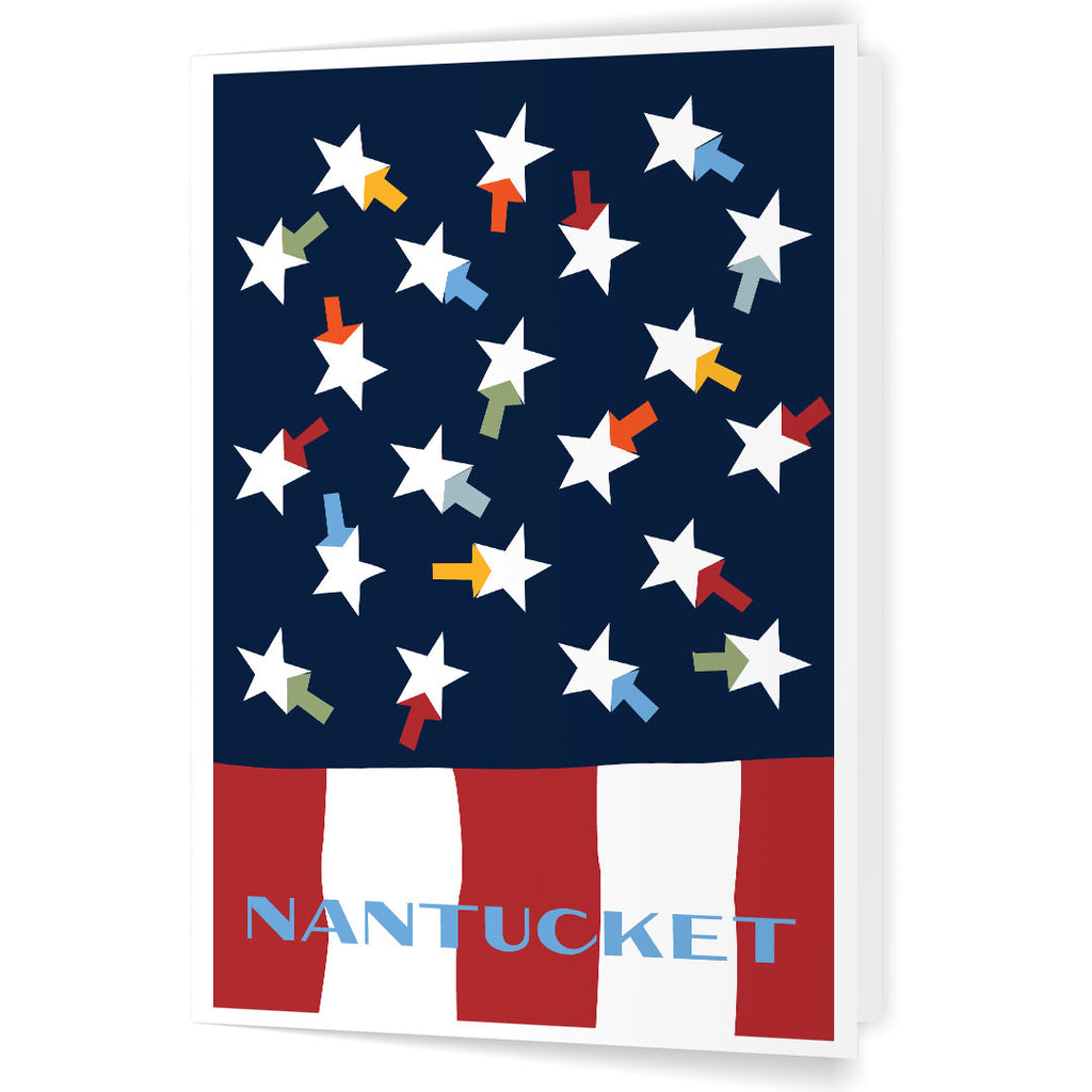 Nantucket Colorful Summer Flag 5 x 7 Greeting Card