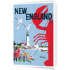 New England Lighthouse, Lobster & Seaside Travel Poster 5 x 7 Greeting Card