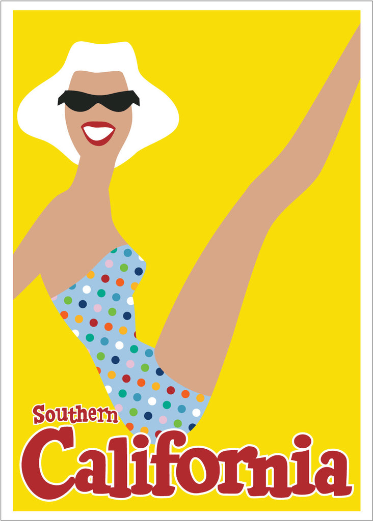 Southern California Sunbather Travel Poster 5 x 7 Greeting Card