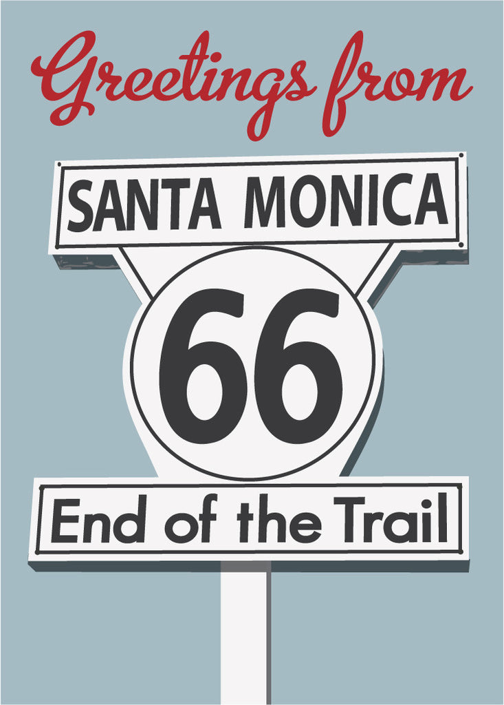 Greetings From RTE 66 Santa Monica End of Trail Magnet