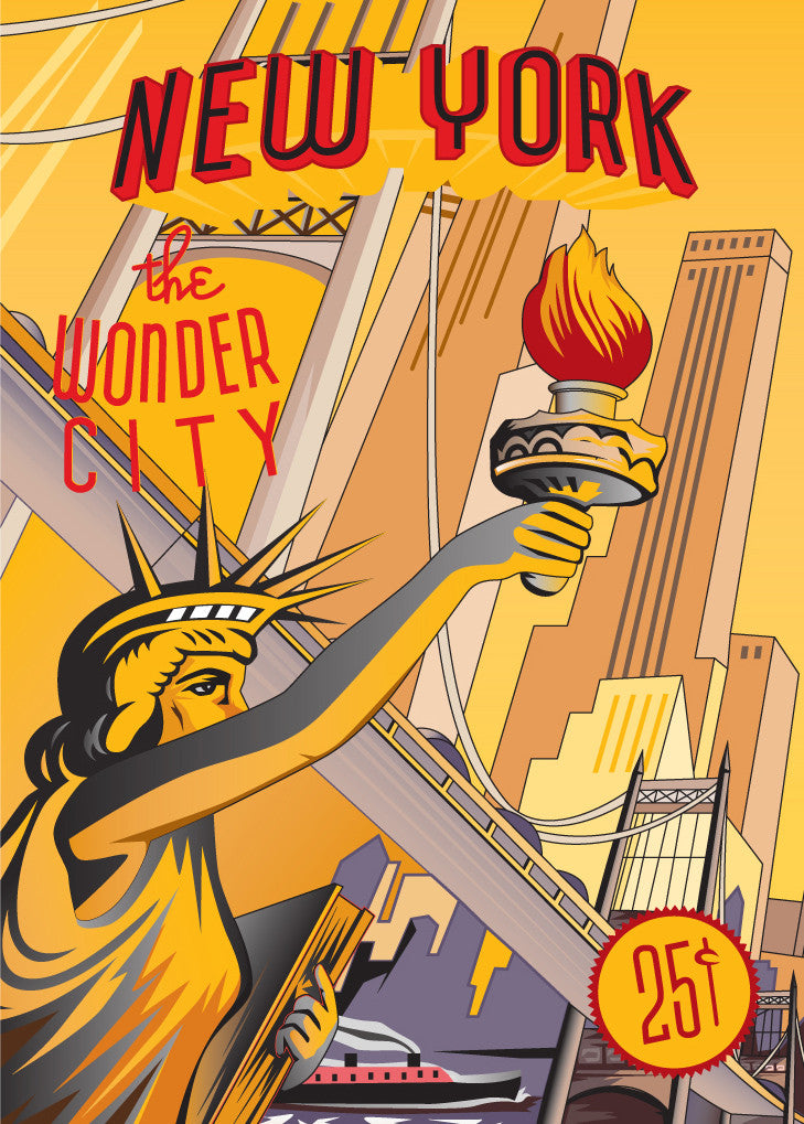 New York The Wonder City Bridges & Sights Print Magnet