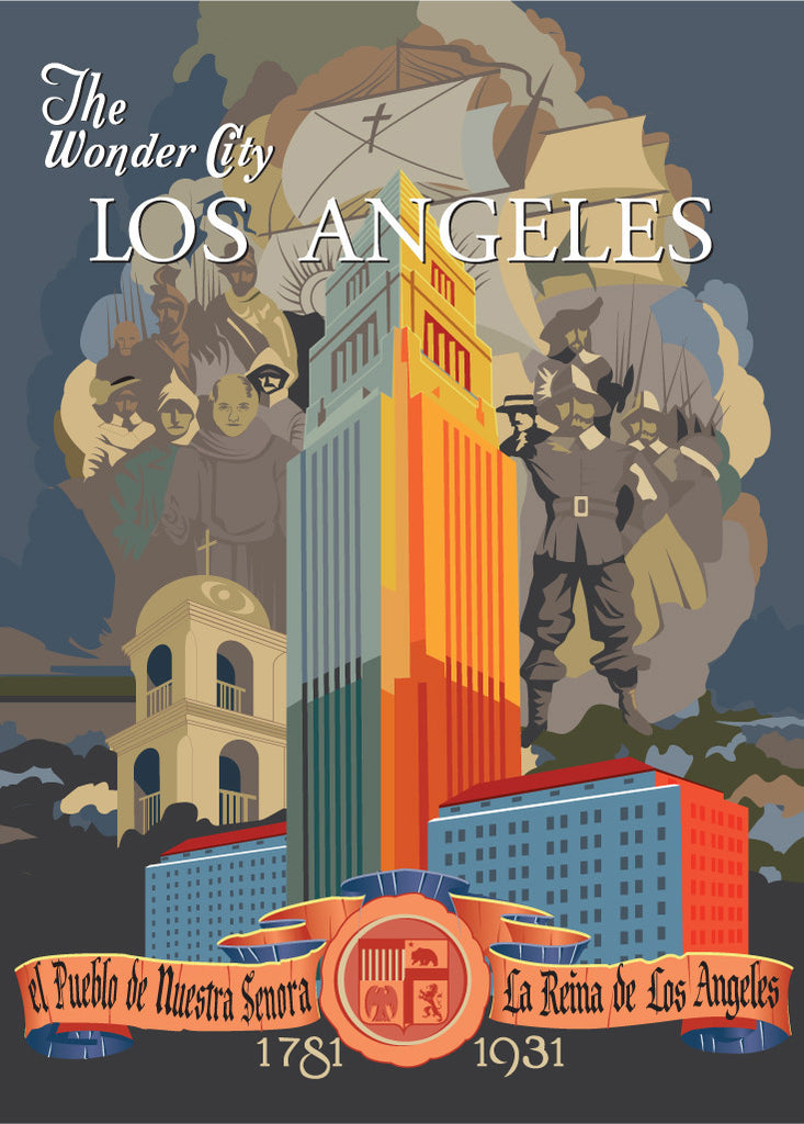 Los Angeles The Wonder City Poster Magnet