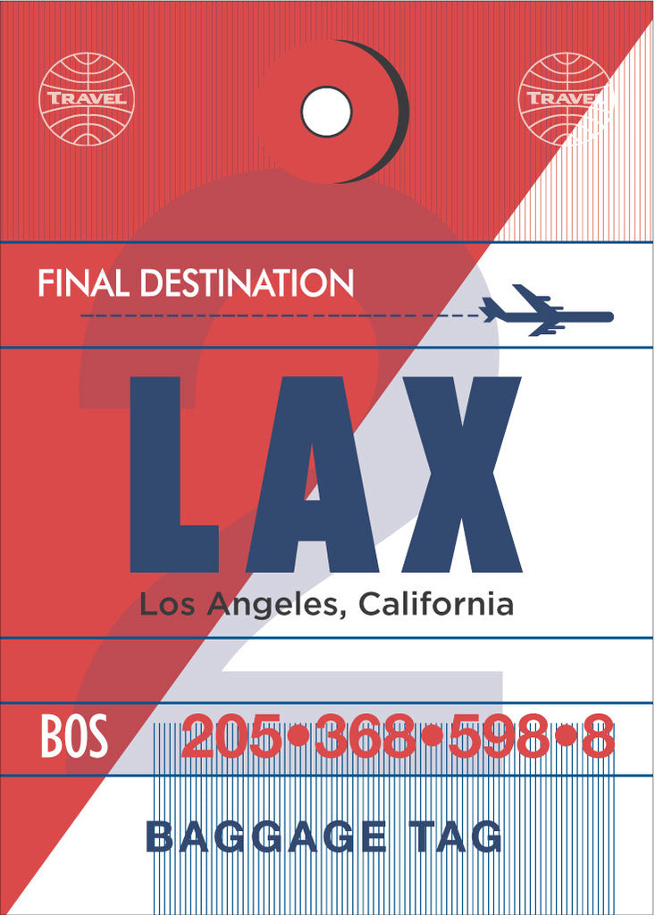 LAX Luggage Tag Poster Magnet