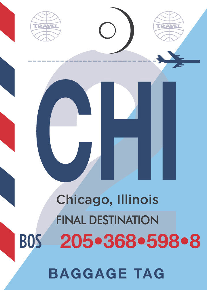 Chicago Striped Luggage Tag Print Magnet