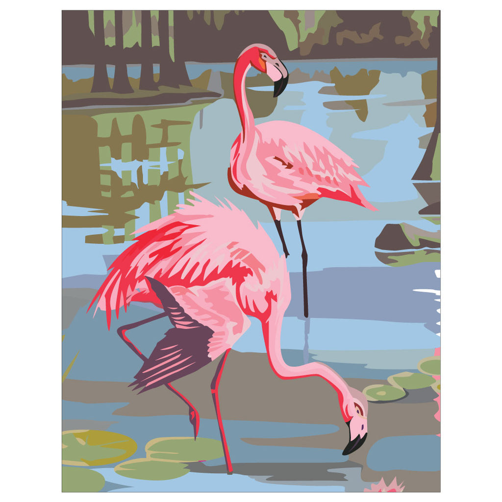 Paint By Numbers Pink Flamingos Finished Print