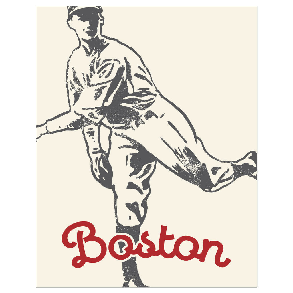 Boston Retro Baseball Player Magnet & Greeting Card