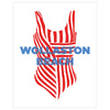 Wollaston Beach Red Stripe Bathing Suit Magnet & Greeting Card