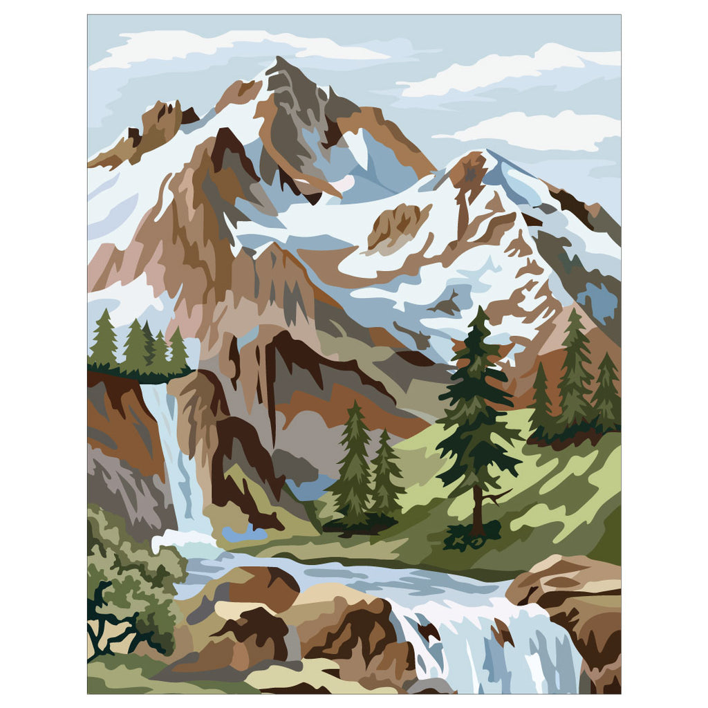 Paint by Number Snowy Mountain and Stream Finished Print 11 x 14 Print