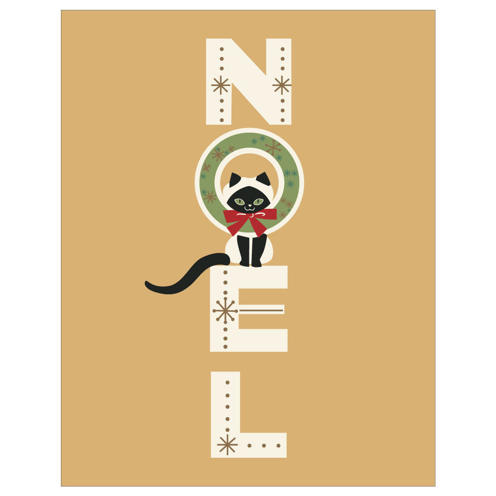 Noel Cat Christmas Card & Magnet