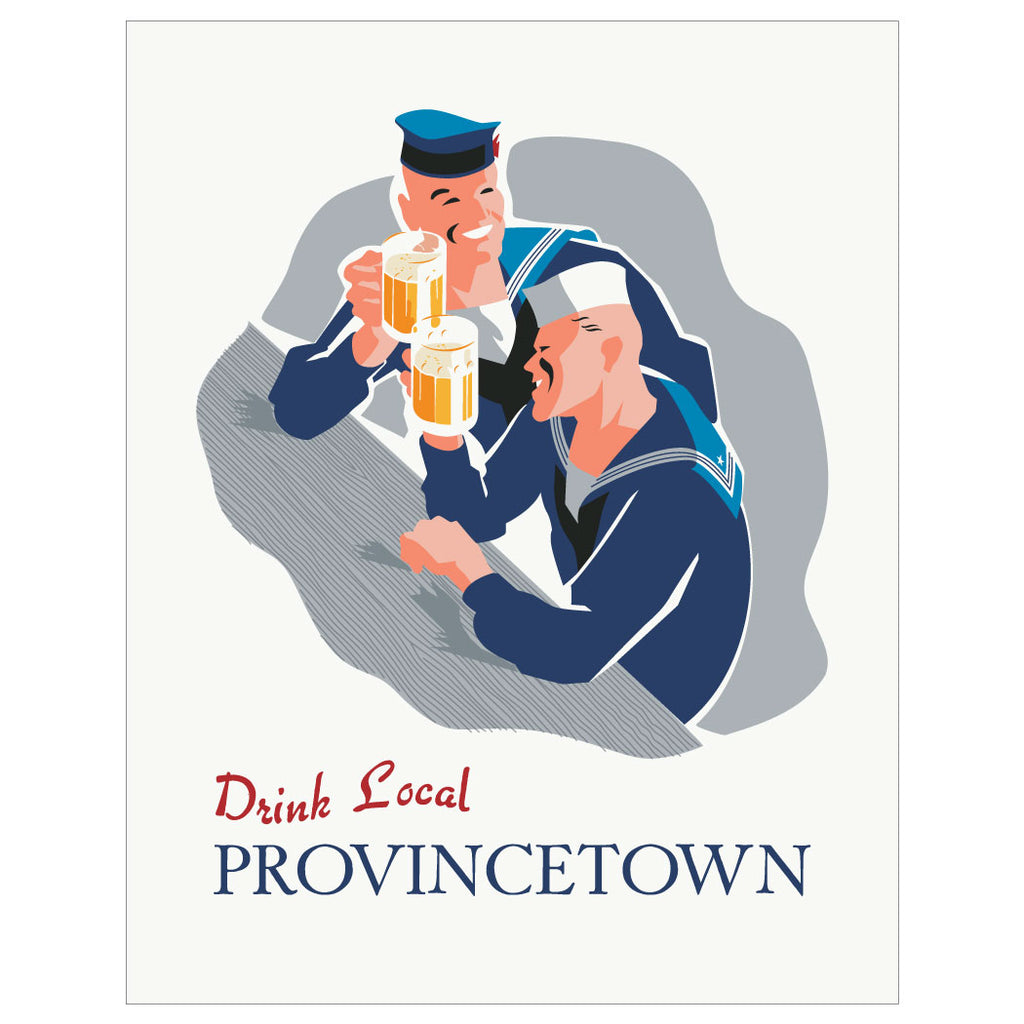 Drink Local Provincetown Drinking Sailors Magnet & Greeting Card