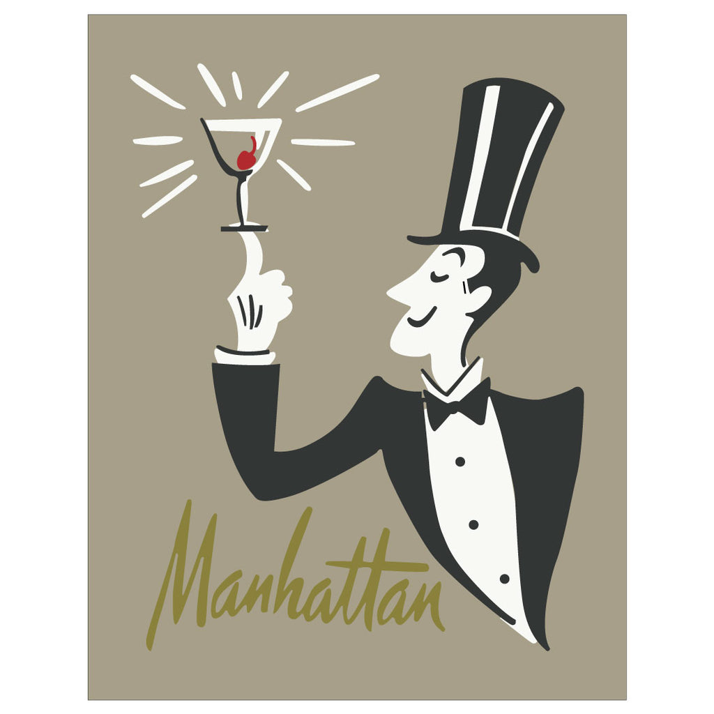 The Manhattan is Served Vintage Cocktail Design Magnet & Greeting Card