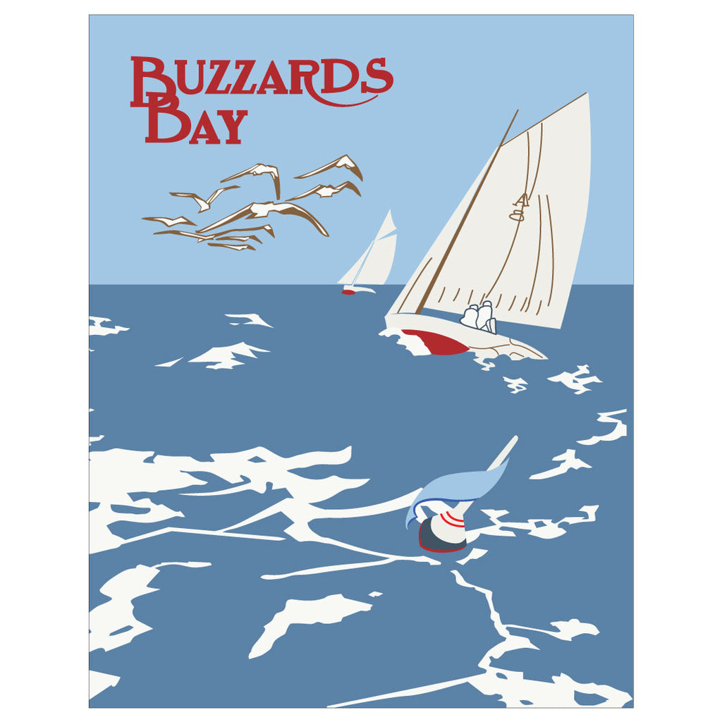 Buzzards Bay Mass Sailboats Magnet & Greeting Card