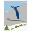 Ski Jumper and Mountain Magnet & Greeting Card