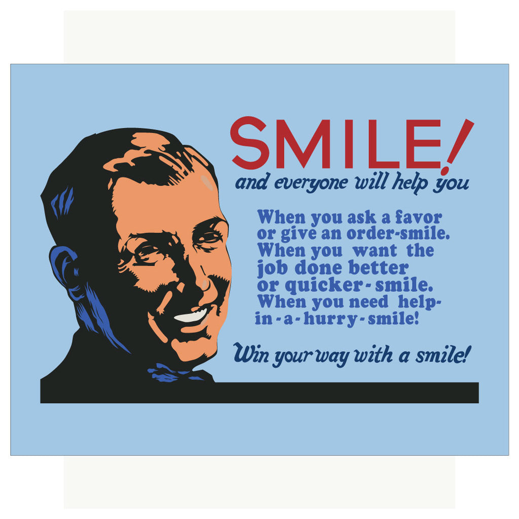 Smile & Everyone Will Help You Motivational Print Magnet & Greeting Card