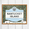 Nantucket Island Classic Sign and Rosa Rugosa Beach Rose Print