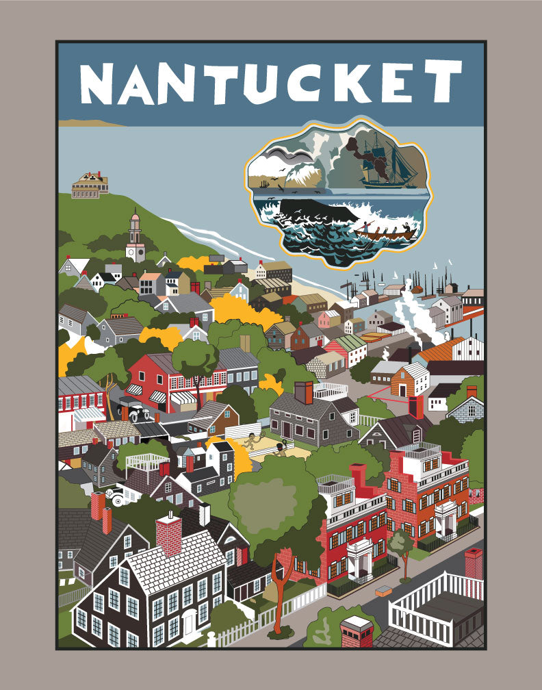 Nantucket Village Vintage Travel Poster Magnet