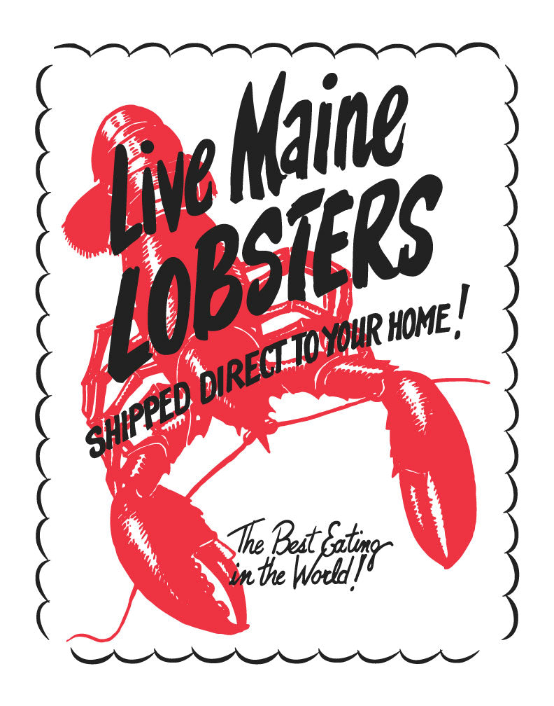 Live Maine Lobsters Retro Print Magnet