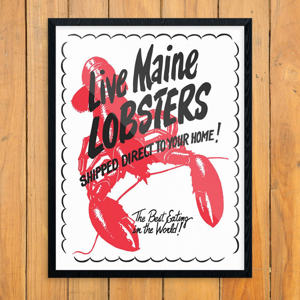 Live Maine Lobsters Retro 11 x 14 Print