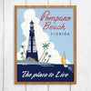 Vintage Pompano Beach Florida, the Place to Live, Print