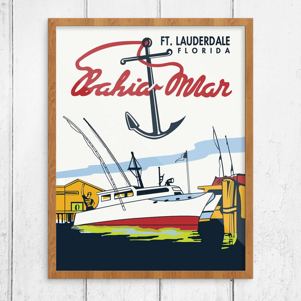 Bahia Mar Fort Lauderdale Vintage Travel Poster