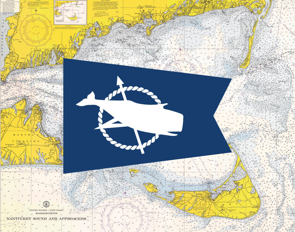 Nantucket Whale Flag & Nautical Chart Magnet