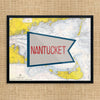 Nantucket Red & Blue Flag Nautical Chart Print