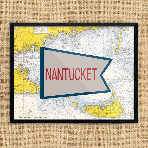 Nantucket Red & Blue Flag Nautical Chart Print