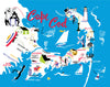 Cape Cod 50's Colorful Map Magnet