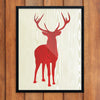 Red Reindeer Silhouette on Wood 11 x 14 Print