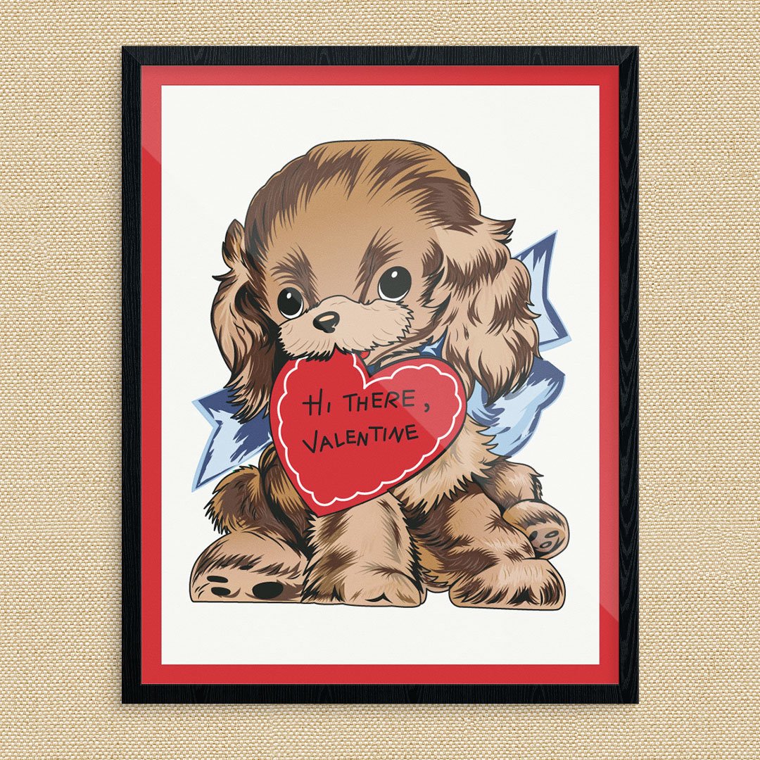 Hi There Valentine Cute Dog Print Valentine Card