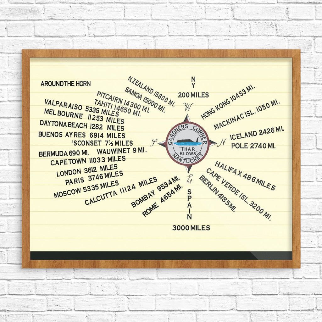 Nantucket Gardiner’s Corner Compass Sign Print