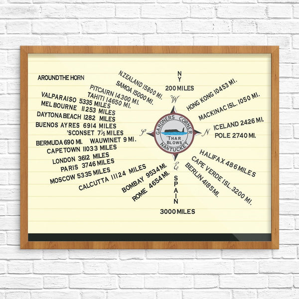 Nantucket Gardiner’s Corner Compass Sign Print
