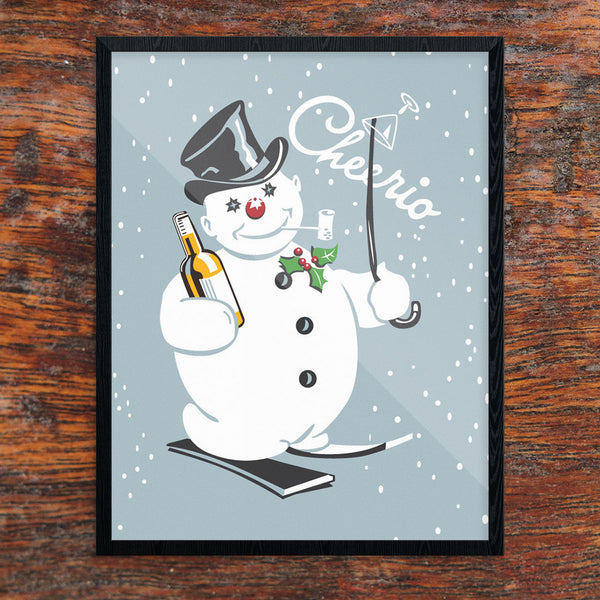 Cheerio Drunk Snowman 11 x 14 Print