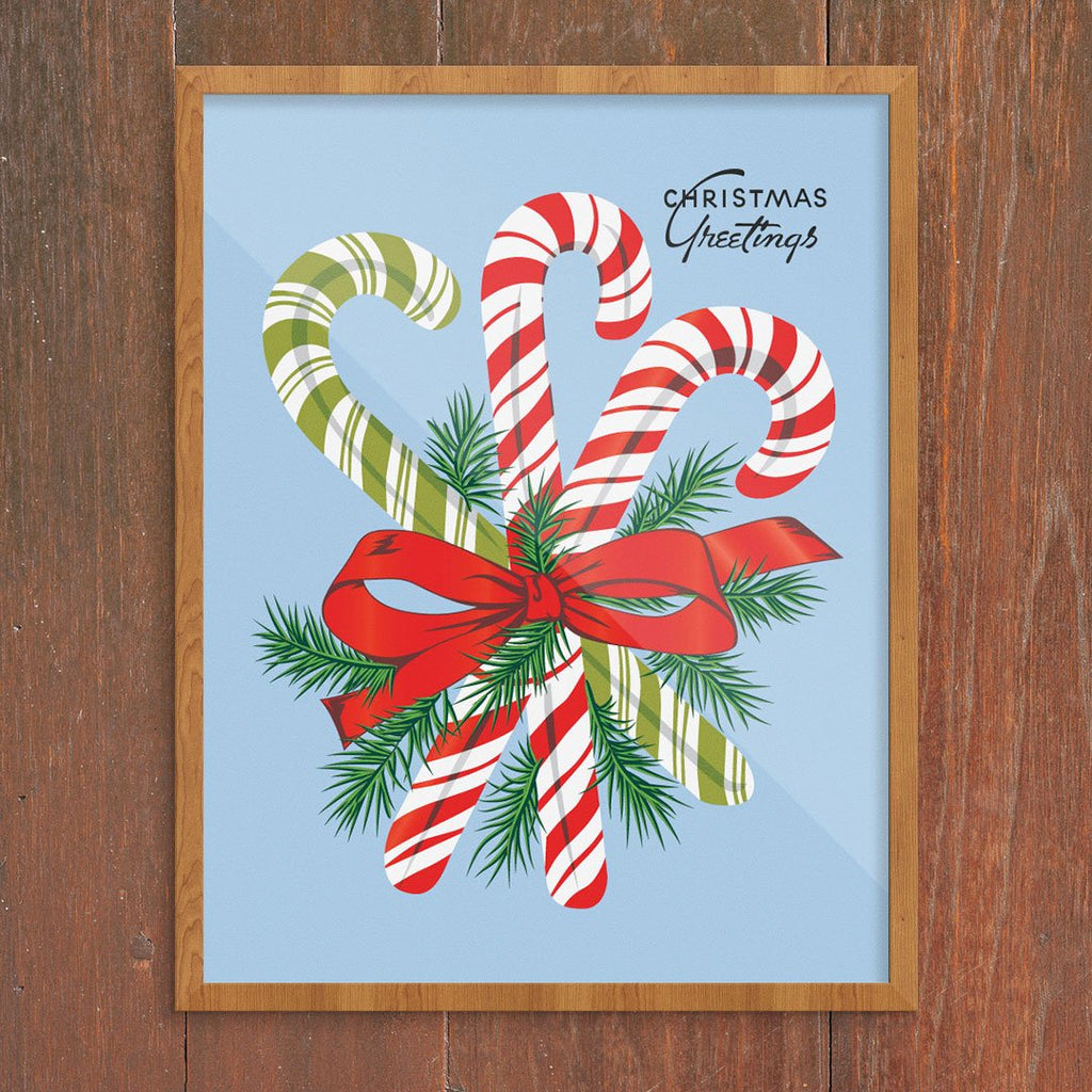Christmas Greetings Candy Canes 11 x 14 Print