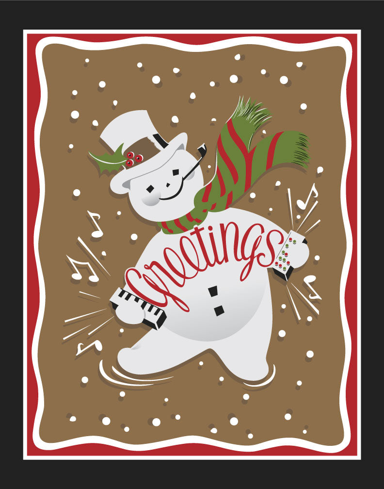 Snowman Accordion Holiday Greetings Magnet