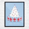 Merry Christmas Santas Around The Tree 11 x 14 Inch Print