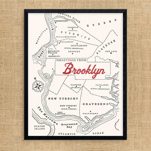 Vintage Brooklyn New York Map