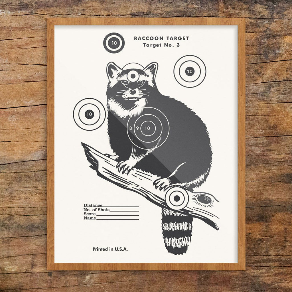 Vintage Raccoon Shooting Target Print
