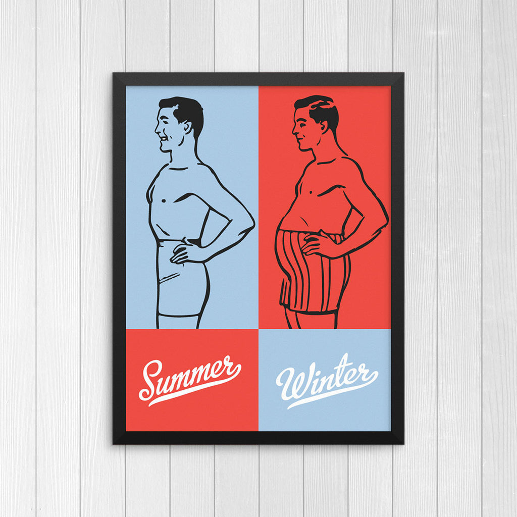 Summer & Winter Fat & Skinny Guy 11 x 14 Print