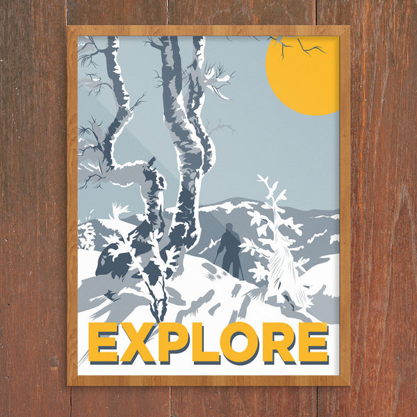 Explore Snowy Skier 11 x 14 Print
