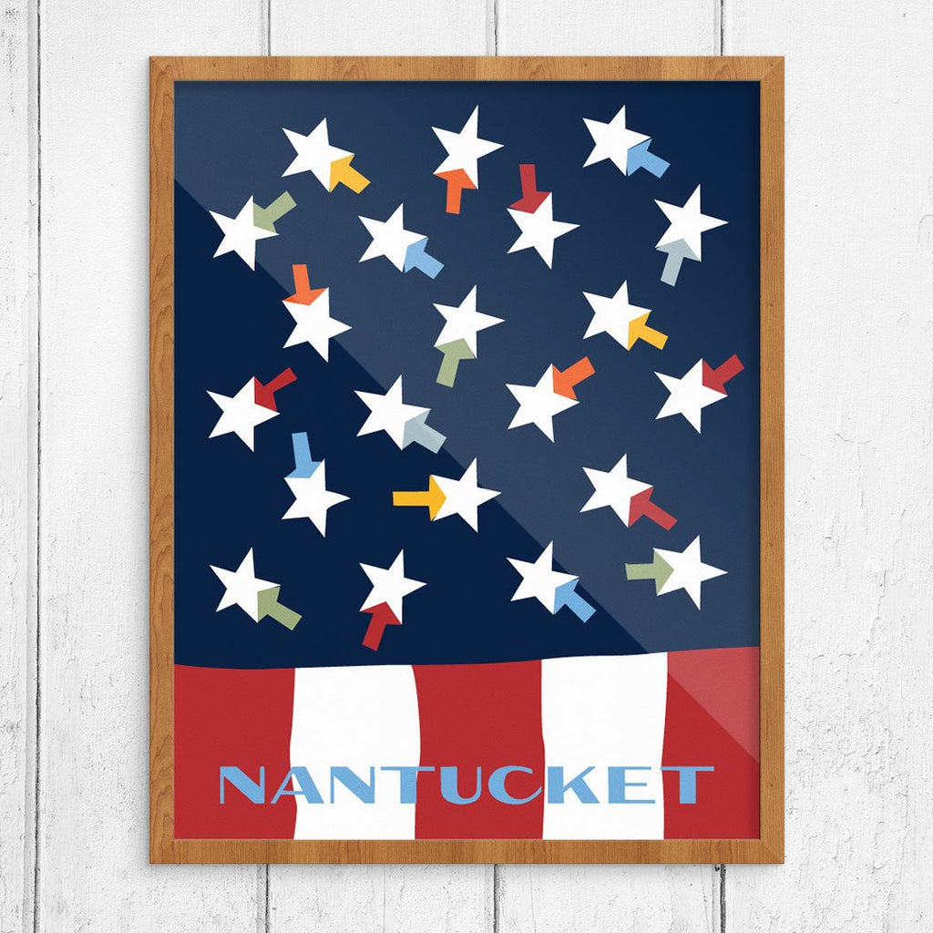 Nantucket Colorful Summer Flag Print