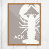 Nantucket ACK Lobster Silhouette Print